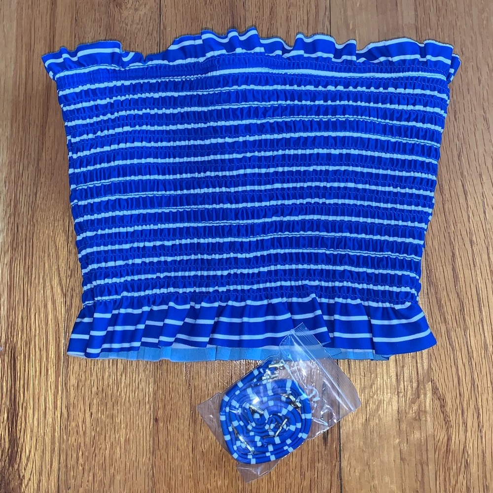 Blue Bandeau Swim Top